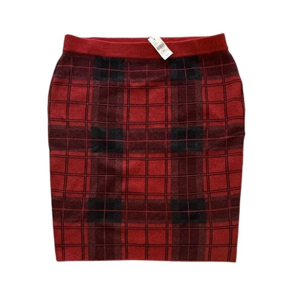 Lane Bryant Womens Plus Size Plaid Pencil Skirt Red Size 18/20 New With Tags - Picture 1 of 8